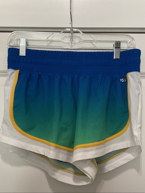 DSG Pants - DSG Blue-to-Green Gradient Athletic Shorts with Yellow Trim